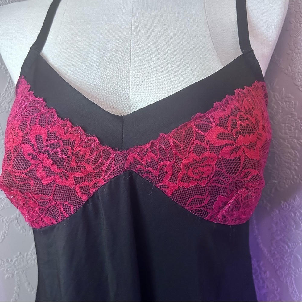 Elegant Black and Pink Lace Chemise Torrid 1 great condition - Picture 2 of 5